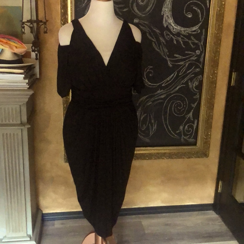 Kiyonna little black cold shoulder Cocktail Dress